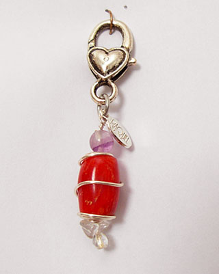 coral clear quartz and fluorite kidney and bladder. pet charm
